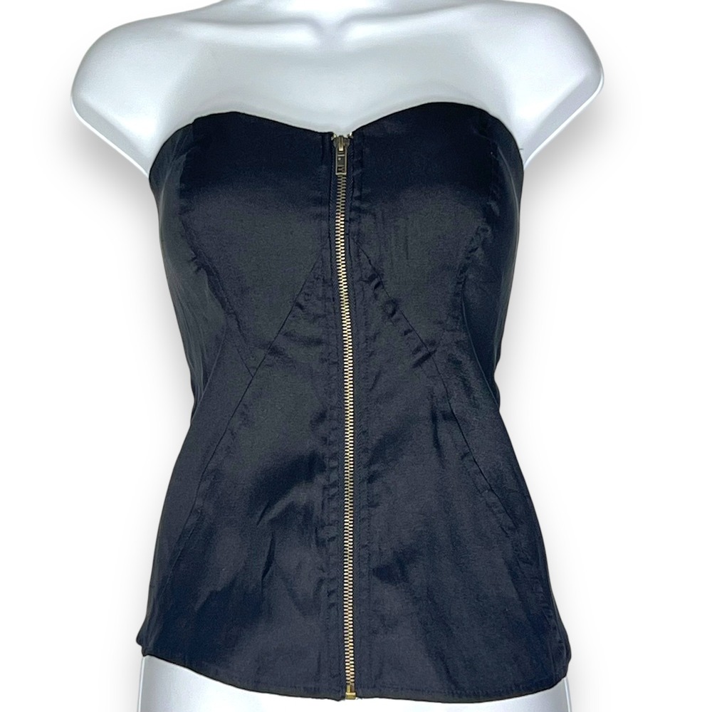Vintage Charlotte Russe Corset Zip Up Padded Y2K Goth Vamp Coquette Emo Black XL